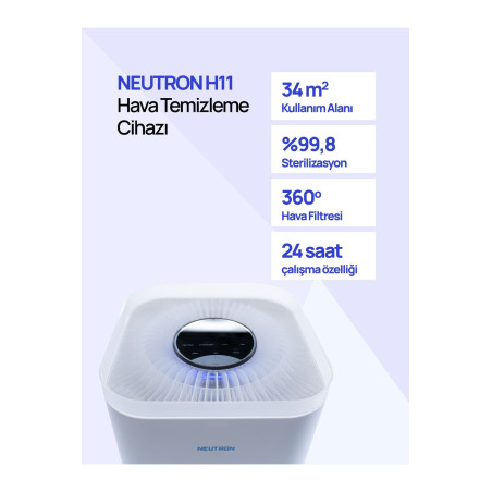 Air Purifier H11 Hepa Filtre Akıllı Hava Temizleyici Beyaz