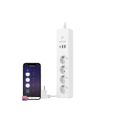 Akıllı Wi-fi Destekli 16a 4'lü Çocuk Kilitli Akım Korumalı Çoklu Priz - Uygulama Üzerinden Kontrol