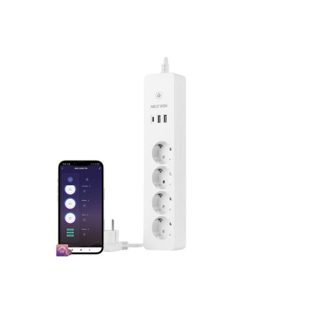 Akıllı Wi-fi Destekli 16a 4'lü Çocuk Kilitli Akım Korumalı Çoklu Priz - Uygulama Üzerinden Kontrol