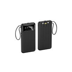 10.000 Mah Kablolu Dijital Göstergeli El Feneri Özellikli Powerbank - Siyah - Ntl-pb-13n4