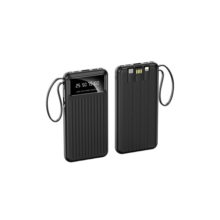 10.000 Mah Kablolu Dijital Göstergeli El Feneri Özellikli Powerbank - Siyah - Ntl-pb-13n4