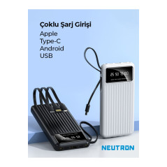 10.000 Mah Kablolu Dijital Göstergeli El Feneri Özellikli Powerbank - Siyah - Ntl-pb-13n4