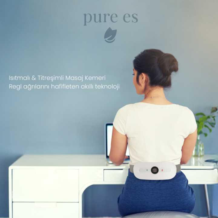 Pure Es 6 Kademe Isıtmalı & Titreşimli Bel, Sırt ve Karın Masaj Kemeri - Beyaz - görsel 3