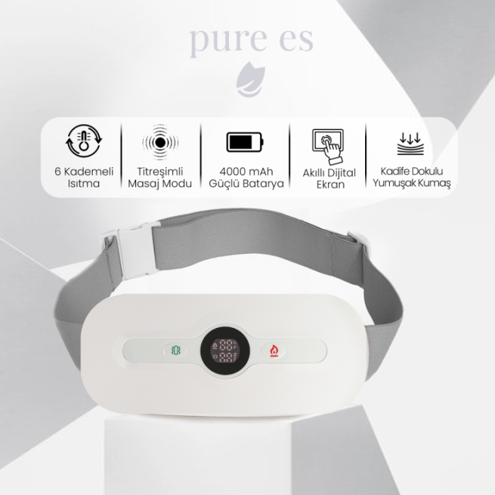 Pure Es 6 Kademe Isıtmalı & Titreşimli Bel, Sırt ve Karın Masaj Kemeri - Beyaz - görsel 4