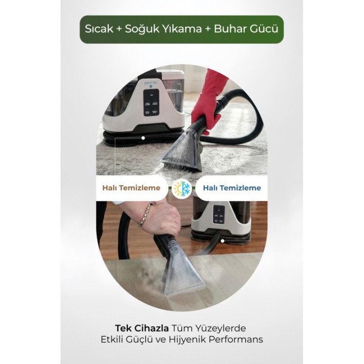 PURE ES DeepCleaner 13.000 Pa | Koltuk Yıkama | Ütüleme | Buharlı Temizleme | PetCare
